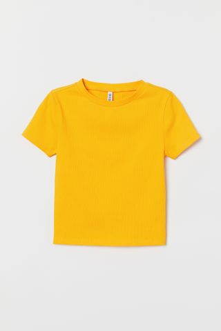 H&M + Yellow Rib-Knit Top