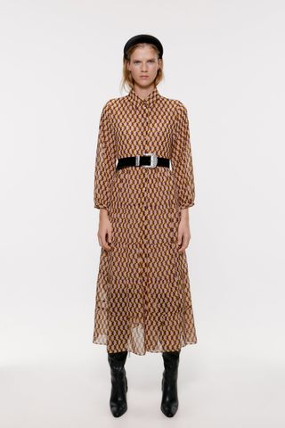 Zara + Printed Shirt Dress
