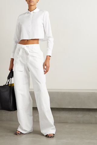 Theory + Cropped Stretch Cotton-Blend Shirt