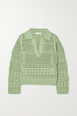 Jonathan Simkhai + Eleni Cropped Recycled Crochet-Knit Sweater