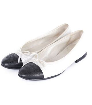 Chanel + Pre-Love Pearl and Black Classic Ballet Flat