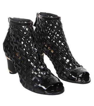 Chanel + Pre-Loved Open-Toe Cage Ankle Boots