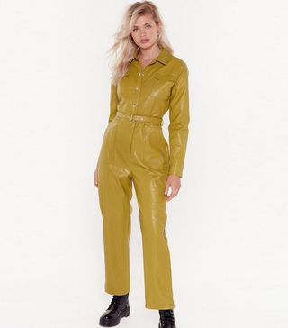 Nasty Gal + Life on Mars Faux Leather Belted Jumpsuit