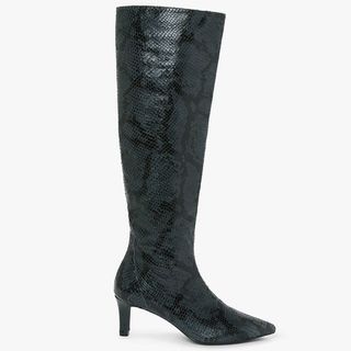And/Or + Viola Leather Snake Print Knee High Boots
