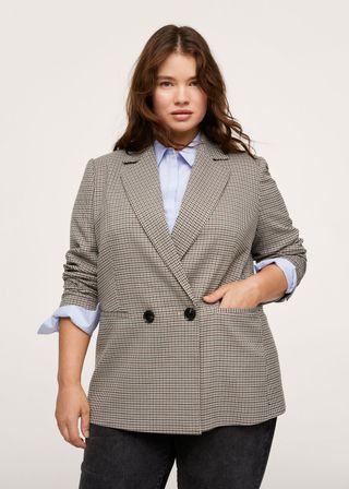 Mango + Wrap Check Blazer