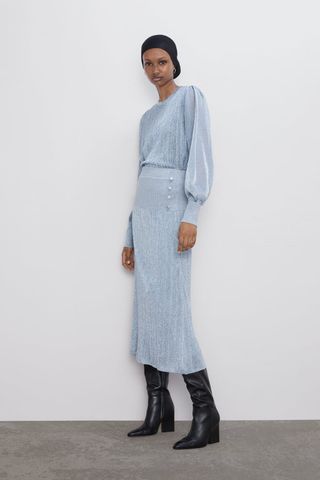 Zara + Sparkly Knit Skirt