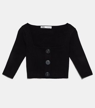 Zara + Crop Top With Buttons