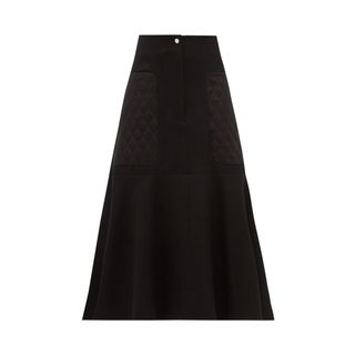 Lee Matthews + Logan Quilted-Panel Wool-Blend Midi Skirt