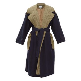 Ganni + Two-Tone Belted Coat