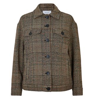 Marks & Spencer + Oversized Wool Blend Checked Short Jacket