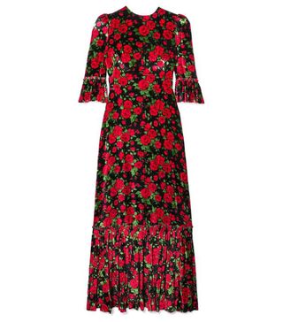 The Vampire's Wife + Festival Ruffled Tiered Floral-Print Velvet Maxi Dress