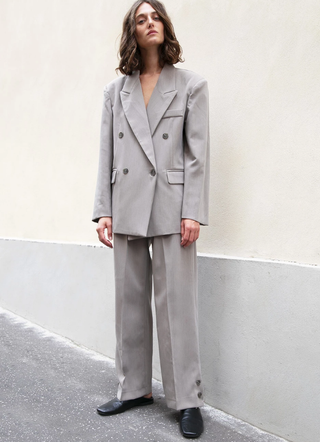 Frankie Shop + Dove Grey Double Breasted Suit Blazer