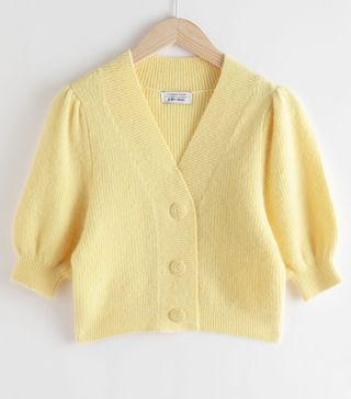 & Other Stories + Puff Sleeve Wool Blend Cardigan