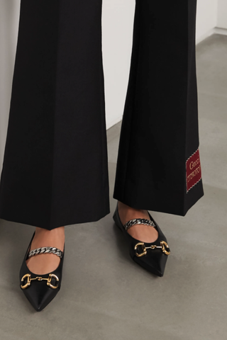 Gucci + Deva Embellished Leather Flats