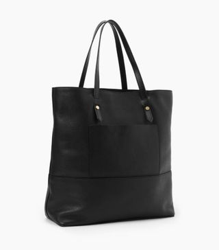 John Lewis & Partners + Leather Smart Set Tote Bag, Black