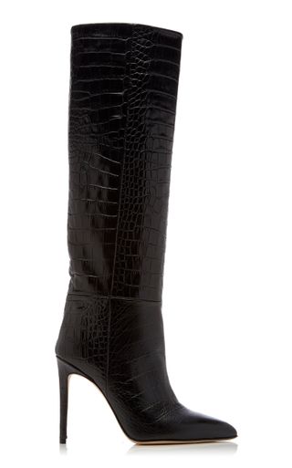 Paris Texas + Croc-Embossed Leather Knee Boots