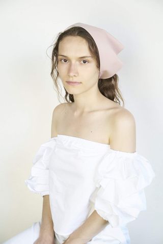 Clyde + Lambskin Triangle Scarf in Peony