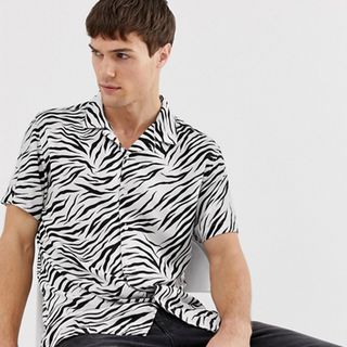 Brave Soul + Zebra Animal Print Short Sleeve Shirt