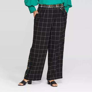 Who What Wear x Target + Plaid Casual Fit Mid-Rise Bootcut Trousers