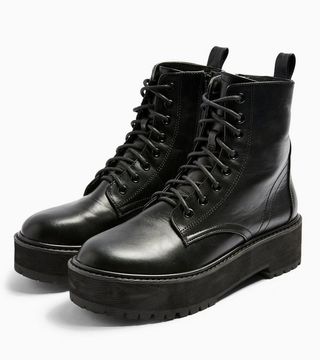 Topshop + Oslo Black Chunky Lace-Up Boots