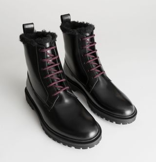 & Other Stories + Lace-Up Leather Snow Boots