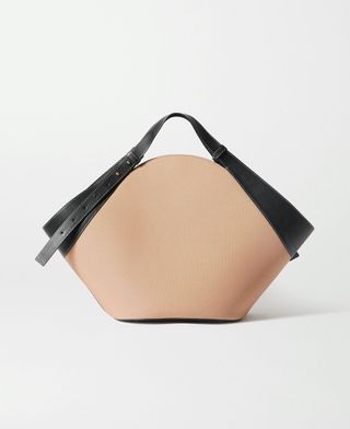Yuzefi + Basket Leather-Trimmed Canvas Shoulder Bag