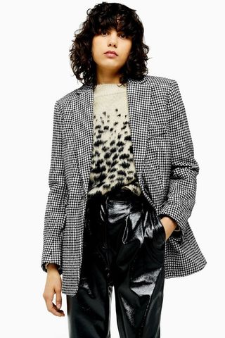 Topshop + Houndstooth Single Breasted Blazer