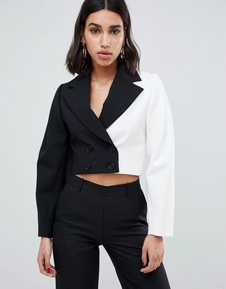 ASOS + Double-Breasted Cropped Blazer