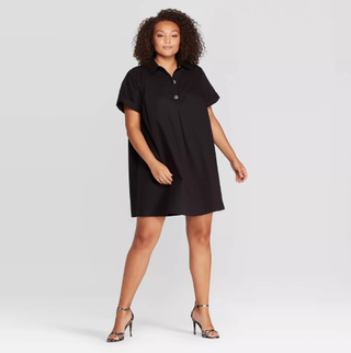 Who What Wear x Target + Short Sleeve Collared Mini Shirtdress