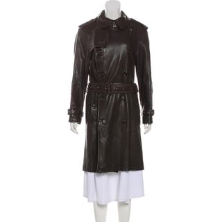 Burberry + Leather Double-Breasted Trench Coat