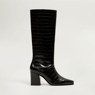 Mango + Croc-Effect Boots