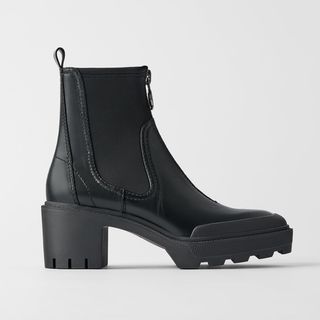 Zara + Heeled Lug Sole Ankle Boots with Zip