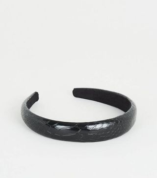 New Look + Black Patent Faux Croc Padded Headband