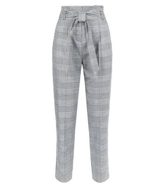 New Look + Black Prince of Wales Check Paperbag Trousers