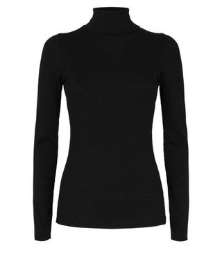 New Look + Black Ribbed Long Sleeve Roll-Neck Top