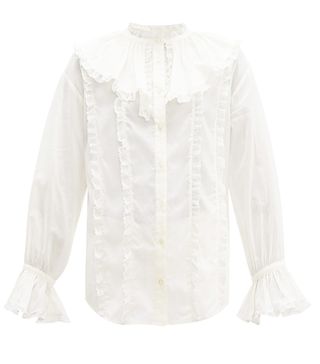 See By Chloé + Ruffled-Collar Lace and Cotton Blouse
