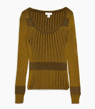 Topshop + Khaki Wide Scoop Knitted Top