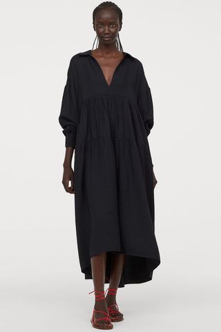 H&M + Wide-Cut Dress with Collar