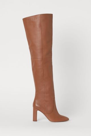 H&M + Leather Thigh-High Boots