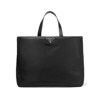 Prada + Leather-Trimmed Nylon Tote