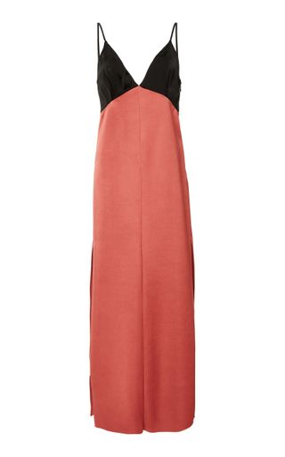 Marina Moscone + Two-Tone Satin Maxi Dress