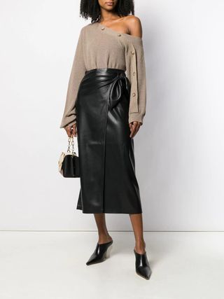 Nanushka + Faux Leather Wrap Skirt