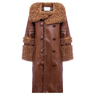 House of Sunny + Chocolate Penny Vegan Leather and Fur Coat