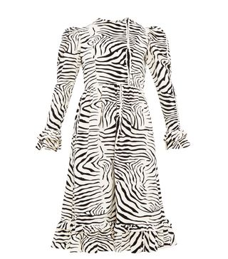 Batsheva + Zebra-Print Velvet Dress