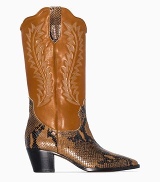 Paris Texas + Brown Snake Print 60 Leather Cowboy Boots
