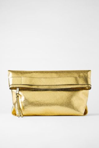 Zara + Metallic Maxi Clutch