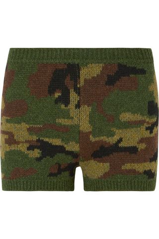 Miu Miu + Camouflage-Intarsia Wool Shorts