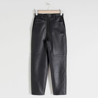 & Other Stories + High Waisted Taper Leather Trousers