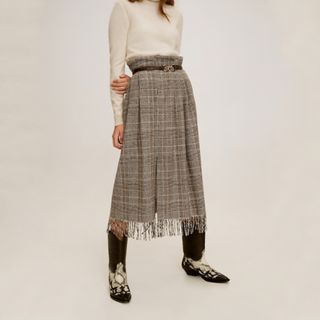 Mango + Wool-Fringed Skirt