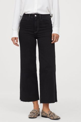 H&M + Culotte High Ankle Jeans in Black